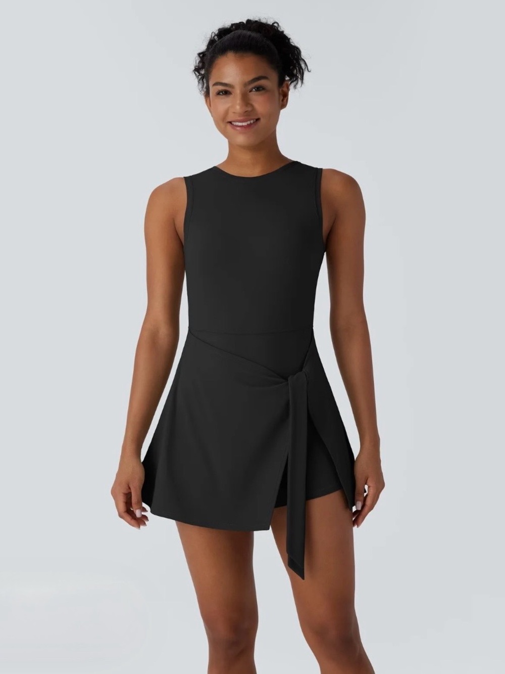 Halara Wrapped Tie Front 2-in-1 Pickleball Active Dress Black L